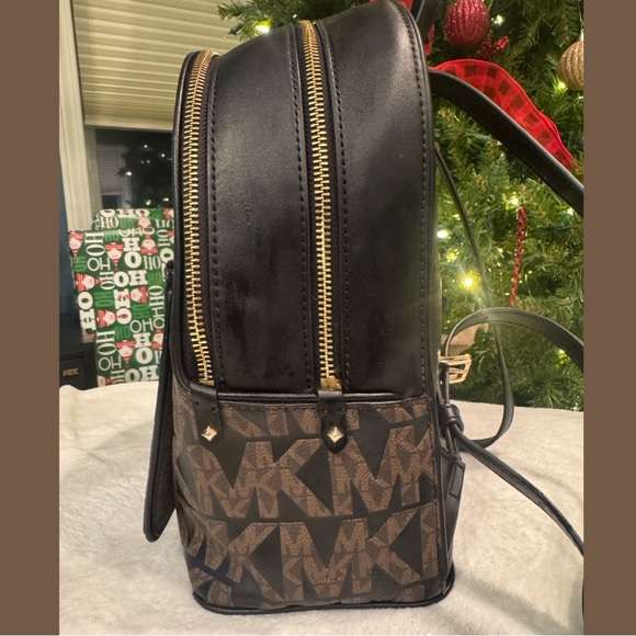 Michael Kors Medium Black & Brown Logo Backpack. Adina MD - Great Condition - Picture 4 of 10